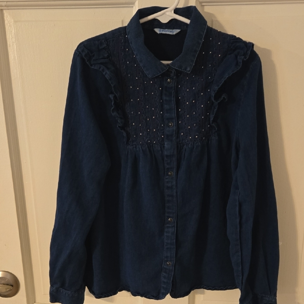 Mayoral Blue Denim Button-Up Shirt